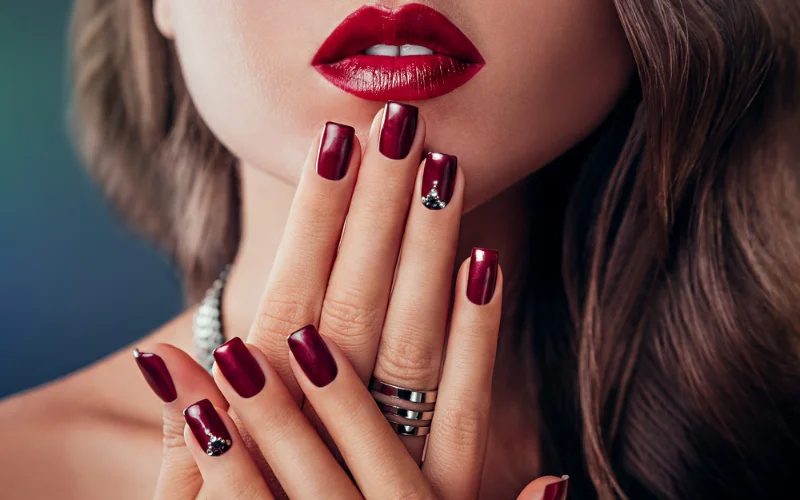 DIY Burgundy Nail Designs