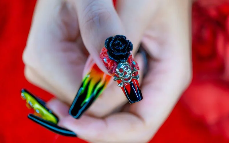 Coffin Rhinestone Nail Designs