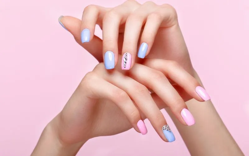 Pink and Blue Nails