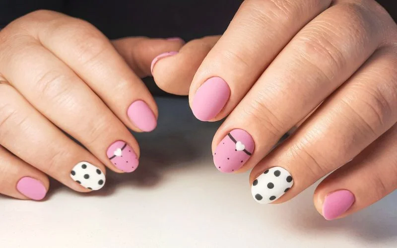 Geometric Pink Nail Design