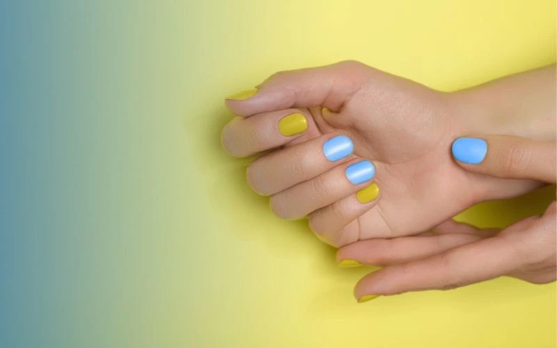 Yellow and Blue Nails