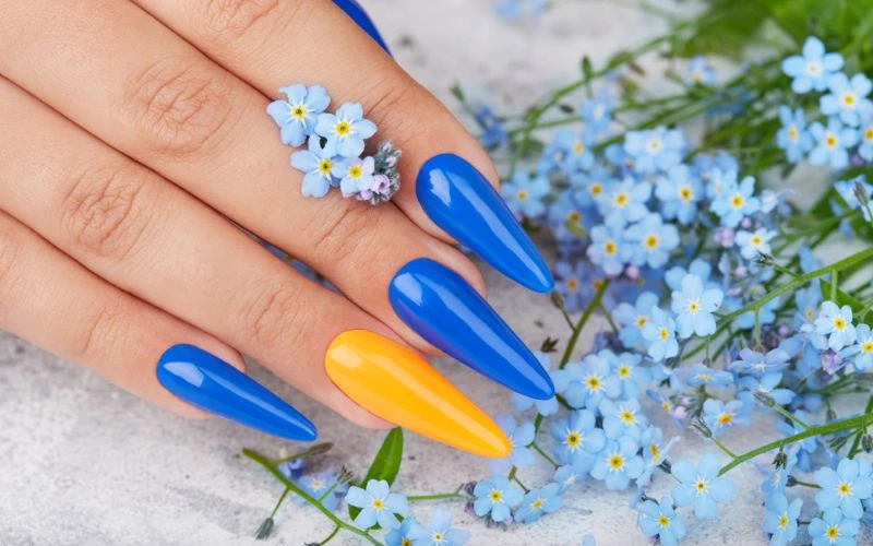 Yellow and Blue Nails