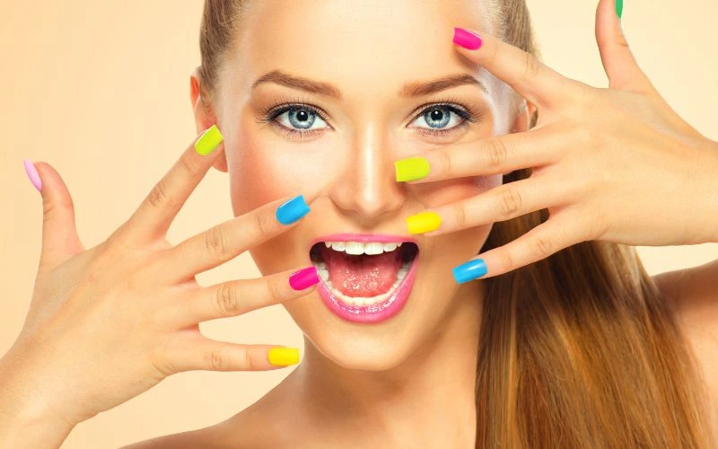 Yellow and Blue Nails