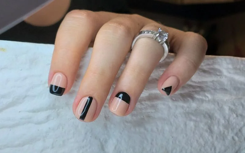 Nude and Black Nail Designs