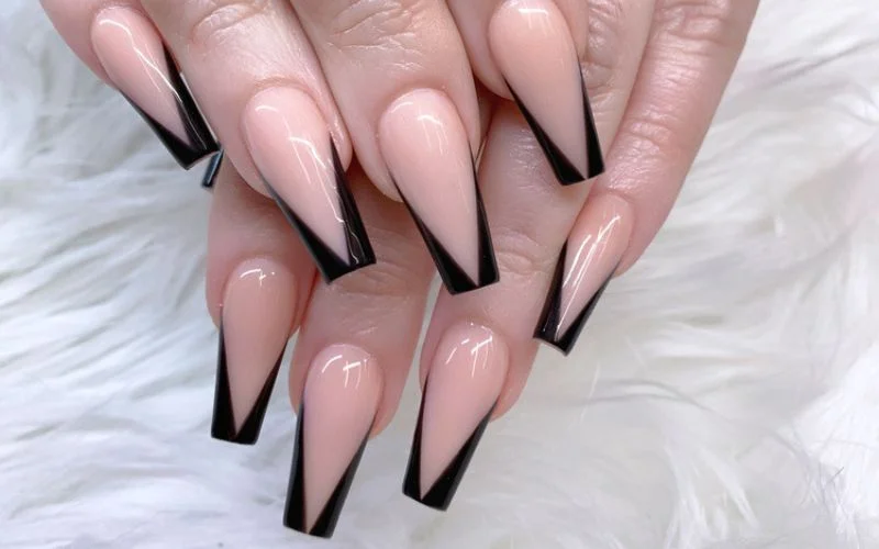 Nude and Black Nail Designs