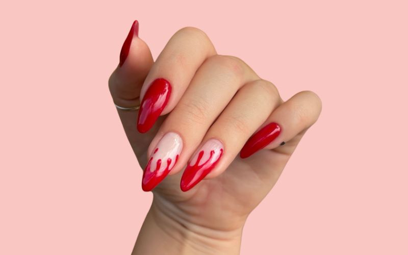 Perfect White and Red Nails
