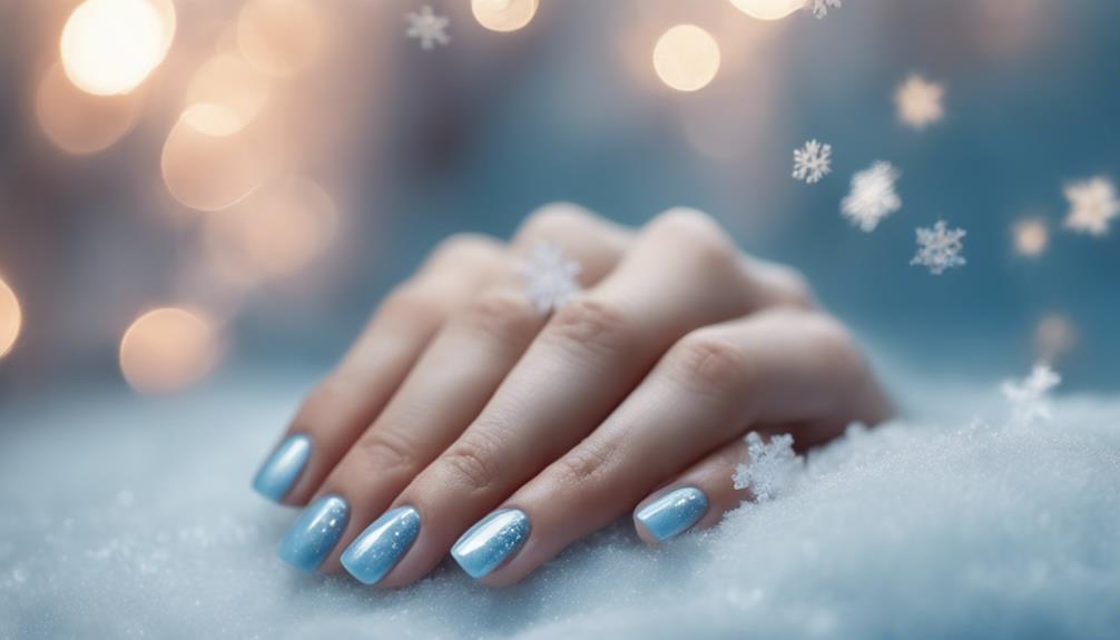 shiny blue short gel nails