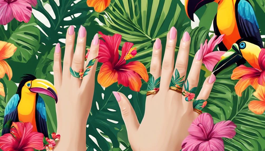 vibrant tropical nail art