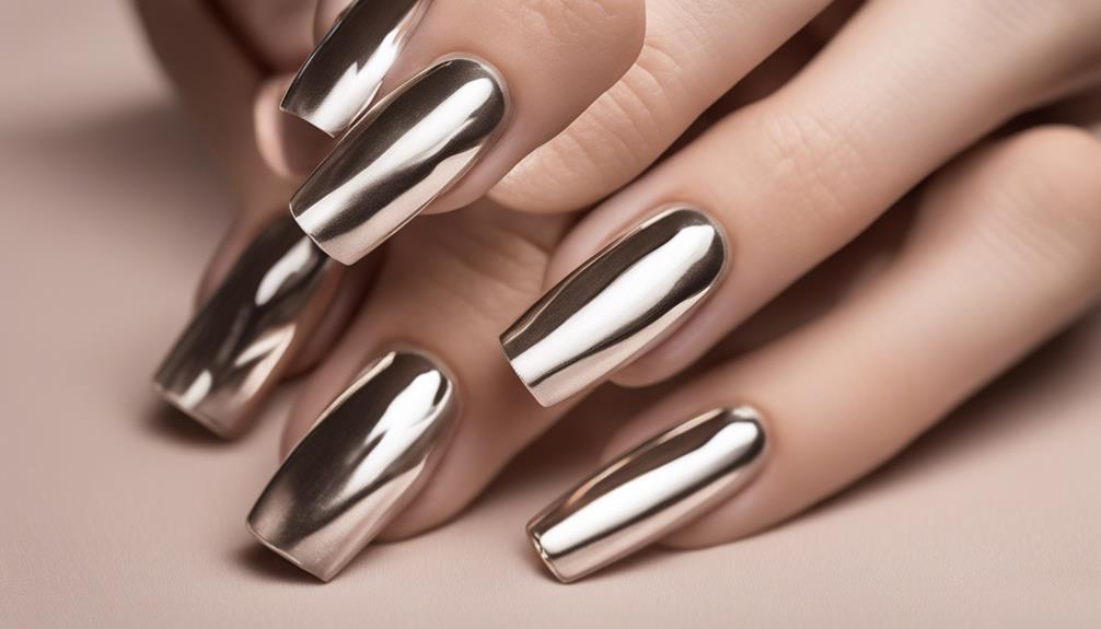 neutral chrome nail designs